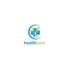 Health Care and Leaf combine Logo Design Vector