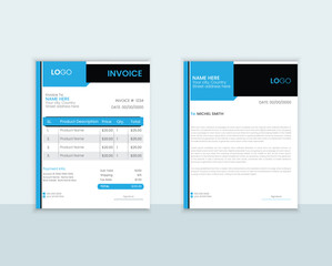 Business stationery letterhead and invoice design template