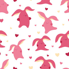 Rabbits bunnies pattern. Lovely bunnies for romantic holidays.