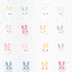 Bunnies cartoon rabbits repeat pattern simple minimalistic