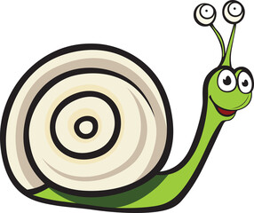 Smiling snail on a white background