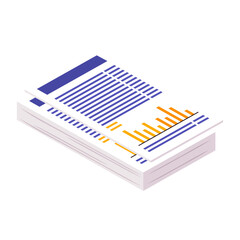 White paper flat style illustration, papers, documents