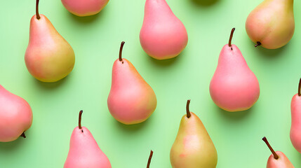 Pop Art Pattern Design of pear in Soft Green and pink