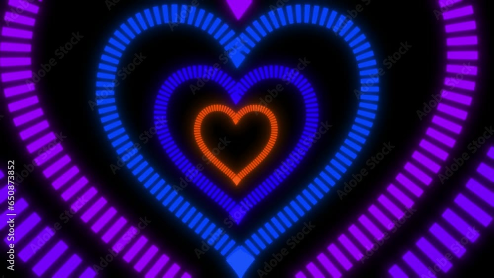 Poster heart shape disco colour changing motion music background, vj loop animation of disco dancing backgr