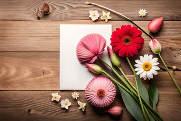Obraz na płótnie Canvas flowers on wooden background