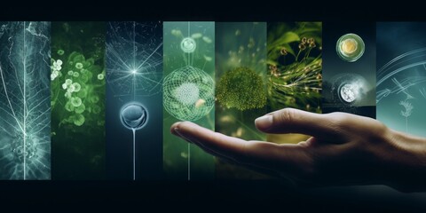 Capturing Nature and Sustainability in Shots with the Style of Technological Design, Featuring Symbolic Elements that Showcase the Intersection of Environmental Progress and Modern Innovation