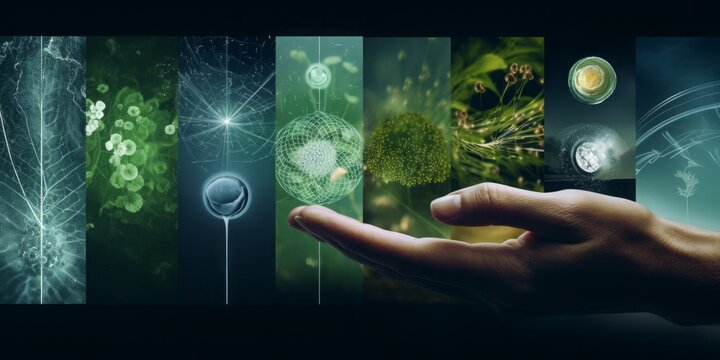 Capturing Nature and Sustainability in Shots with the Style of Technological Design, Featuring Symbolic Elements that Showcase the Intersection of Environmental Progress and Modern Innovation