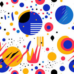 Overlapping shapes abstract colorful repeat pattern