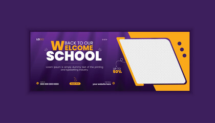 School admission facebook cover page or instagram banner design. vector premium back to facebook cover  pack template