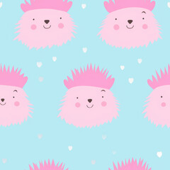 Hedgehogs cartoon repeat pattern cute simple minimalistic