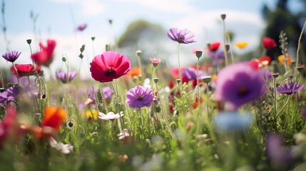 Flower-filled meadow during spring
