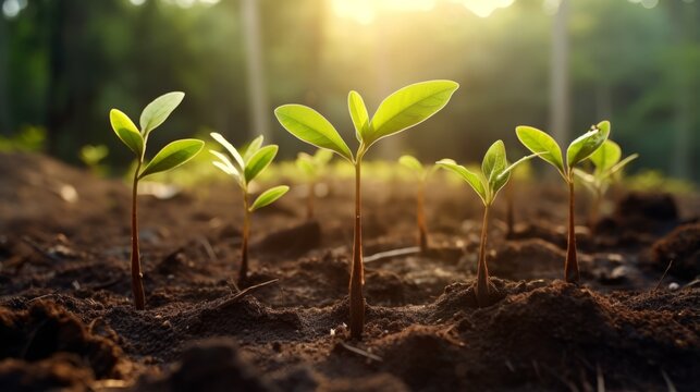 A cluster of lush green plants thriving in a natural environment
