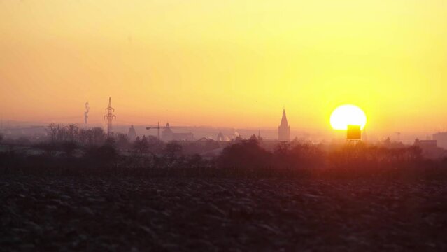 View on the City of Paderborn in Germany during sunset