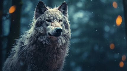 Wolf of Wilderness.copy space. ai generative