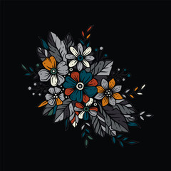 Original vector illustration in vintage style. A bouquet of flowers.