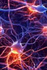 Image of Neurons and neural connections Brain cells 3D illustration  generative ai