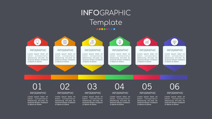 Obraz premium The new hexagonal design connects 6 stages in business, marketing and planning. infographic design