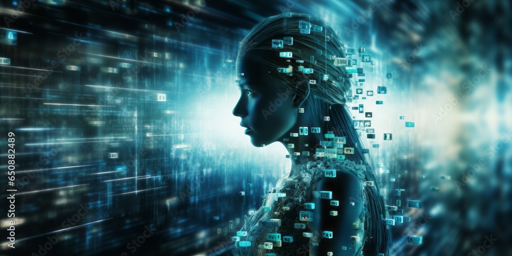 Leinwandbilder Digital Encoding: A Major Advancement in Data Processing and Security, Leading the Way in Technological Innovation, Encryption, and Cybersecurity to Safeguard Information in the Digital Age