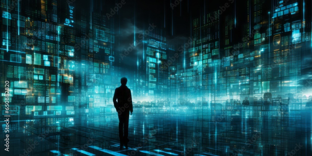 Leinwandbilder Digital Encoding: A Major Advancement in Data Processing and Security, Leading the Way in Technological Innovation, Encryption, and Cybersecurity to Safeguard Information in the Digital Age