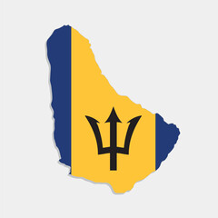barbados map with flag on gray background