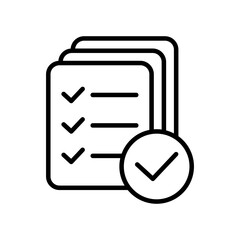 Thin line checklist, report icon on white background