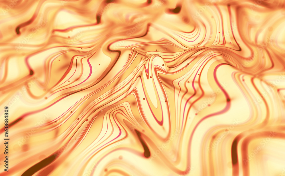 Poster Abstract data swirl. Wavy field of tangled strings 3D illustration. The magic and beauty of mysterious feelings