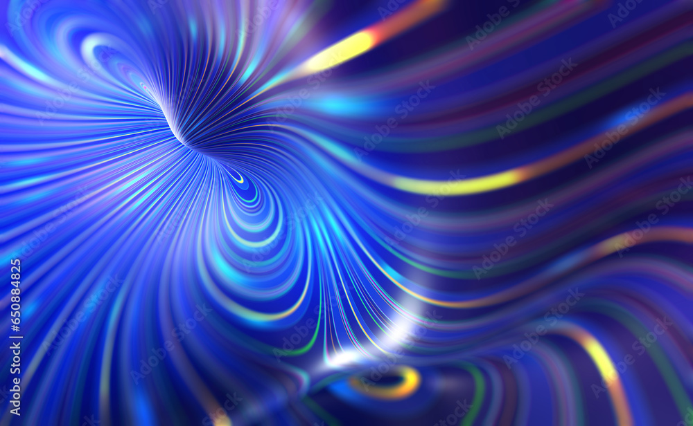 Poster Digital data stream. Flying at high speed through undulating big data networks. Modern technology background abstract concept 3D illustration