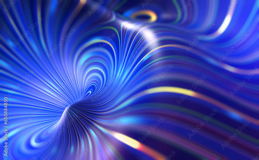 Poster Digital data stream. Flying at high speed through undulating big data networks. Modern technology background abstract concept 3D illustration
