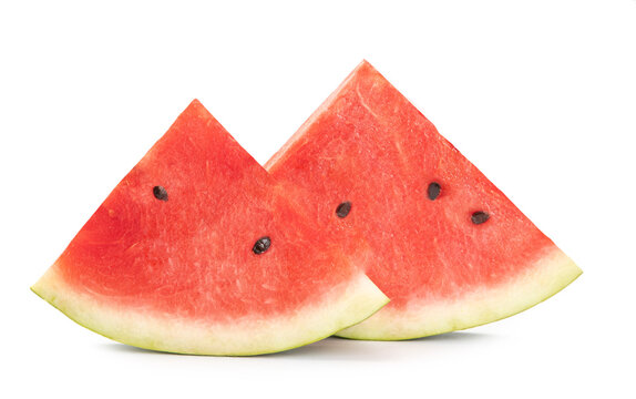 cut pieces of watermelon isolated