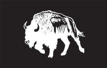 Vector bison isolated on black,white figure graphical illustration