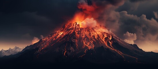 Incredible sight at volcano summit amidst eruption - obrazy, fototapety, plakaty
