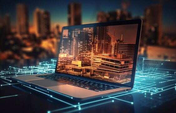 Background image for construction and design of electronic document management system-themed website. Generative in ai