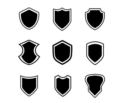 Shield set collection. Badge quality symbol, sign, logo or emblem. check mark padlock. protect shield. crypto security vector illustration