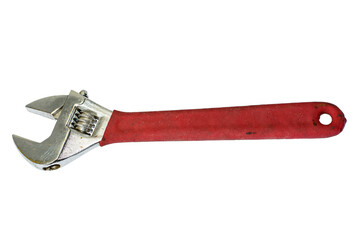 Red wrench isolated on a white background