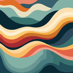 S wave pattern with a orange, pink and green base, minimalist monochromatic landscapes