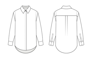 Fashion technical drawing of the oversized shirt