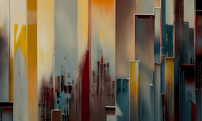 Abstract Industrial City Painting Business Wall Art Design - ai generated
