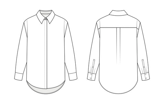Fashion technical drawing of the oversized shirt