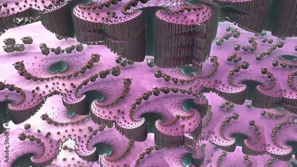 Poster 3d purple fractal a never-ending pattern. abstract computer generated design