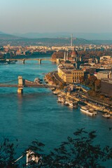 Naklejka premium the view of Budapest from the hill with trees around it