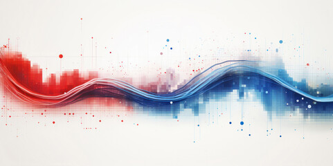 Red and blue flowing lines background	 - obrazy, fototapety, plakaty