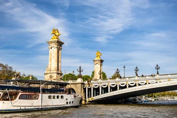 Photo sur Plexiglas Pont Alexandre III Pont Alexandre III deck arch bridge spanning the Seine in Paris, France