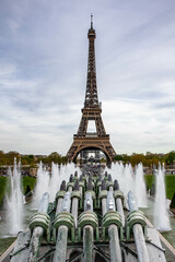 Vertical shot of a world-famous sightseeing location - the Eiffel Tower in Paris, France
