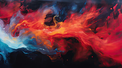 Fototapeta na wymiar Crimson flames dancing on a canvas of black opal. AI generative