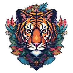 Tigers head digital sticker isolated on transparent background