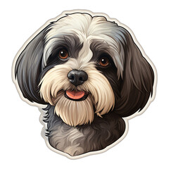 Shih Tzu head digital sticker isolated on transparent background