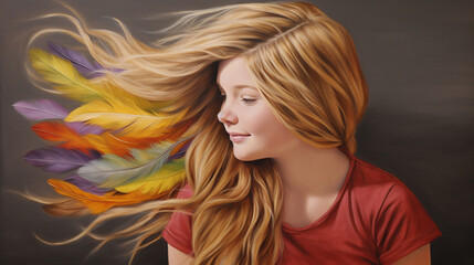 Fototapeta premium The carefree joy of youth: Images of a girl celebrating their freedom, growing, developing, future, possibilities, hope, dreams, imagination, creativity, joy,Generative AI