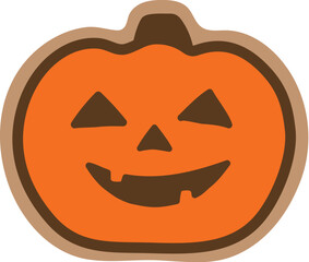 Editable halloween spooky, cute and fun jack o'lantern icing cookie vector illustration. material for background with editable strokes
