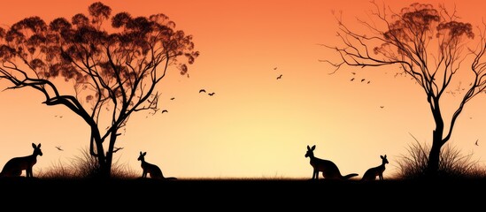 Australian marsupials in a tree outline