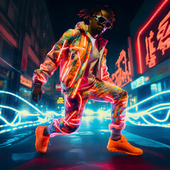 A Stylish Unknown Boy with Summer Vibes and Neon Lights